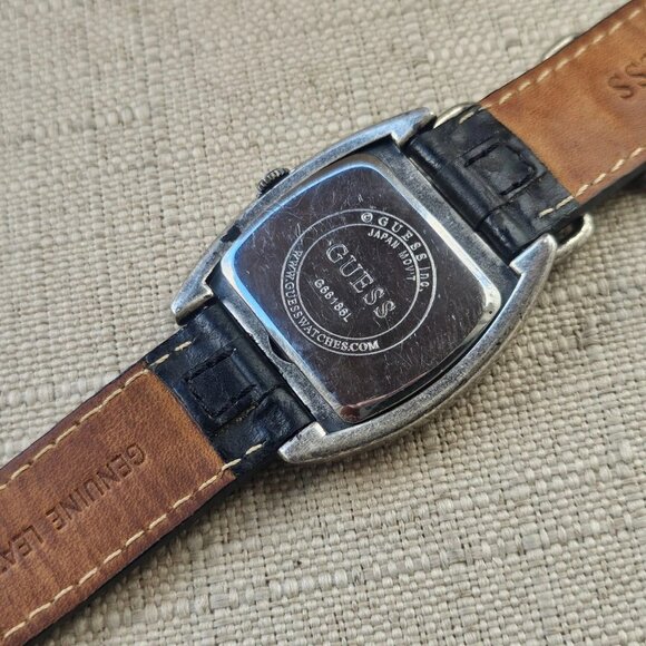 Guess Ladies Wrsitwatch Black Genuine Leather Strap Analog Quartz Wrist Watch - Picture 13 of 13